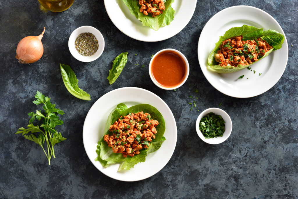 ground turkey lettuce wrap, part of our favorite healthy ground turkey recipes 