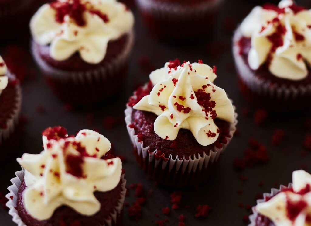 red velvet cupcakes; healthy cake recipes concept